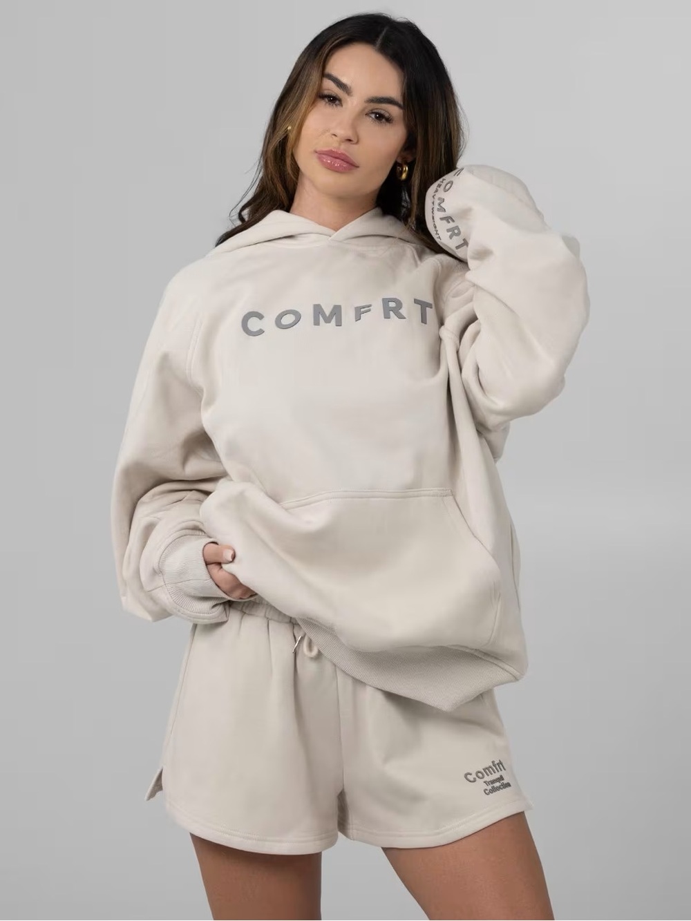 COMFRT Relaxed Cream Hoodie & Shorts Set